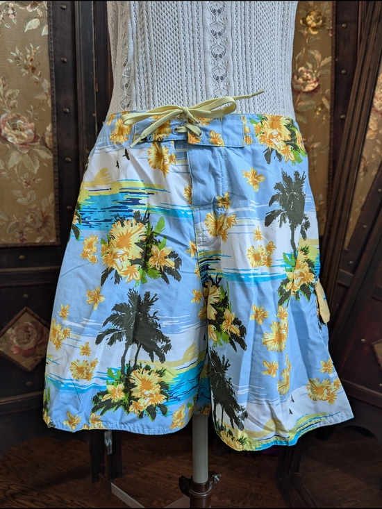 Panama Jack Other - Panama Jack Blue Yellow Tropical Swim Shorts Boardshorts Velcro Tie Size Large L